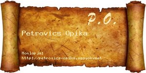 Petrovics Opika névjegykártya